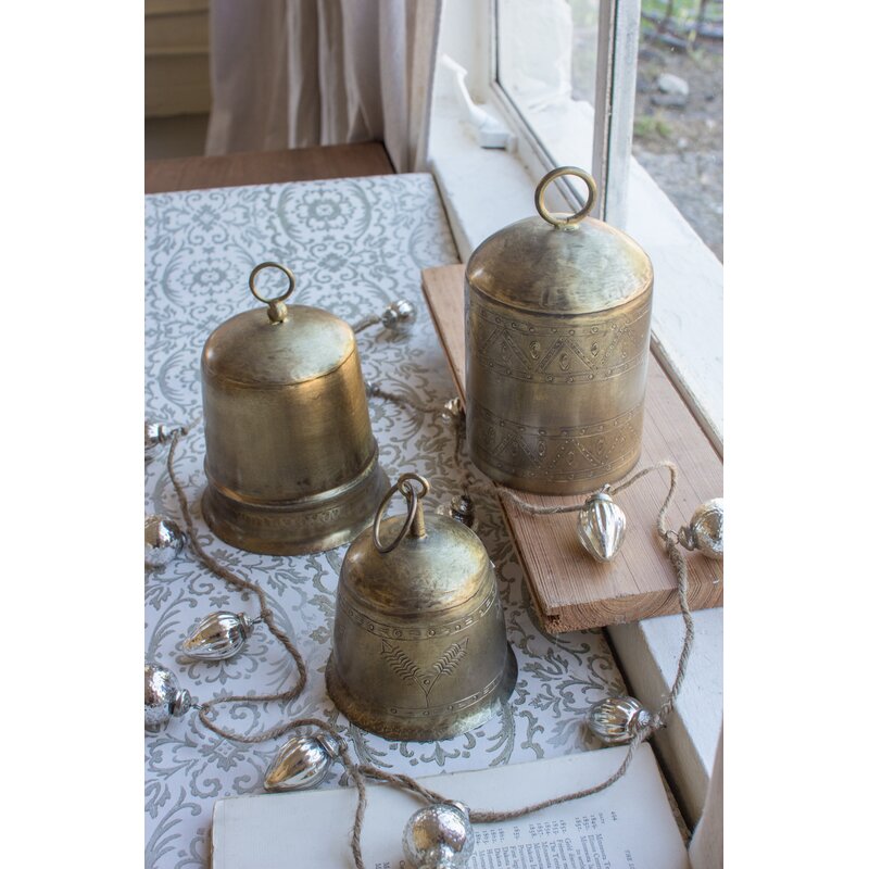 The Holiday Aisle® 3 Piece Antique Brass Finish Bells Set & Reviews ...